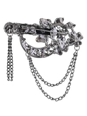 silver oxidized safa kalangi brooch for groom/men/dulha pagadi  3