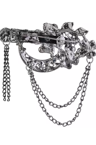 silver oxidized safa kalangi brooch for groom/men/dulha pagadi 
