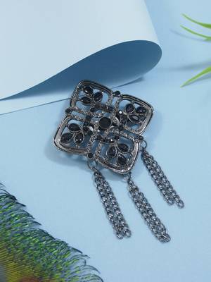 silver oxidized safa kalangi brooch for groom/men/dulha pagadi  1