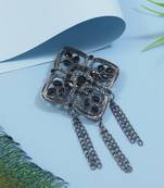 silver oxidized safa kalangi brooch for groom/men/dulha pagadi