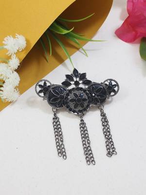 silver oxidized safa kalangi brooch for groom/men/dulha pagadi  1