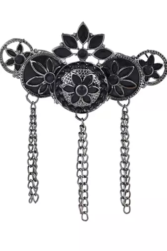 silver oxidized safa kalangi brooch for groom/men/dulha pagadi 