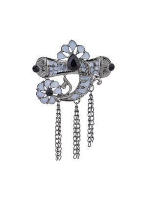 silver oxidized safa kalangi brooch for groom/men/dulha pagadi  2