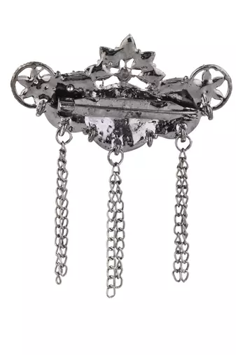 silver oxidized safa kalangi brooch for groom/men/dulha pagadi 
