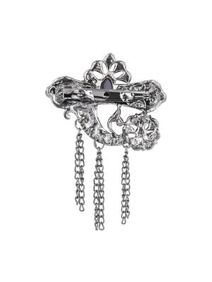 silver oxidized safa kalangi brooch for groom/men/dulha pagadi  3