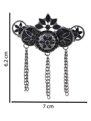 silver oxidized safa kalangi brooch for groom/men/dulha pagadi  4