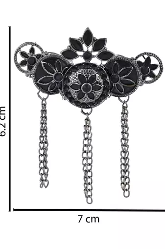 silver oxidized safa kalangi brooch for groom/men/dulha pagadi 