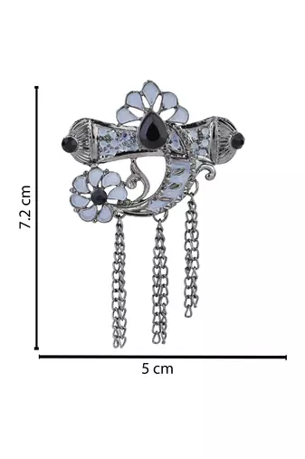 silver oxidized safa kalangi brooch for groom/men/dulha pagadi 