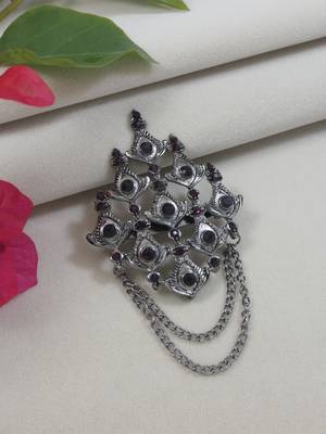 silver oxidized safa kalangi brooch for groom/men/dulha pagadi  1