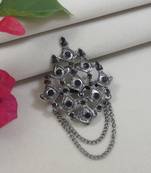silver oxidized safa kalangi brooch for groom/men/dulha pagadi
