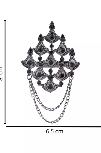 silver oxidized safa kalangi brooch for groom/men/dulha pagadi 