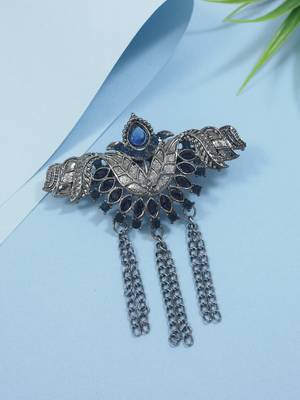 silver oxidized safa kalangi brooch for groom/men/dulha pagadi  1