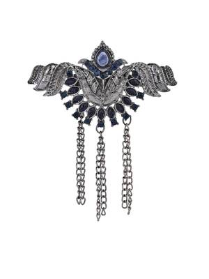 silver oxidized safa kalangi brooch for groom/men/dulha pagadi  2