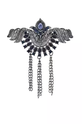 silver oxidized safa kalangi brooch for groom/men/dulha pagadi 