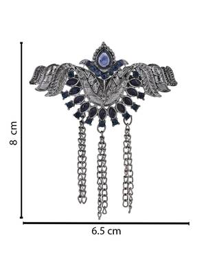 silver oxidized safa kalangi brooch for groom/men/dulha pagadi  4