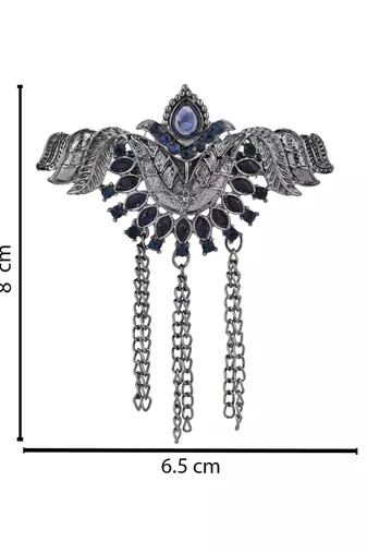silver oxidized safa kalangi brooch for groom/men/dulha pagadi 