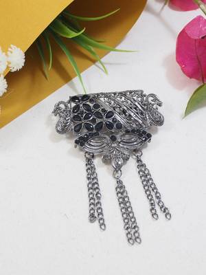 silver oxidized safa kalangi brooch for groom/men/dulha pagadi  1