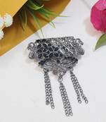 silver oxidized safa kalangi brooch for groom/men/dulha pagadi