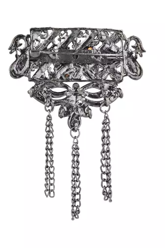 silver oxidized safa kalangi brooch for groom/men/dulha pagadi 
