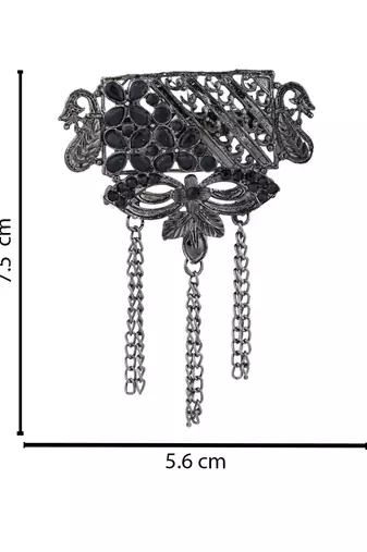 silver oxidized safa kalangi brooch for groom/men/dulha pagadi 