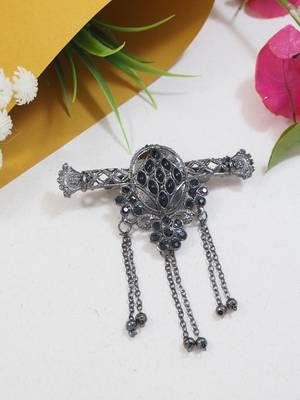 silver oxidized safa kalangi brooch for groom/men/dulha pagadi  1