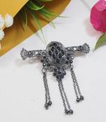 silver oxidized safa kalangi brooch for groom/men/dulha pagadi