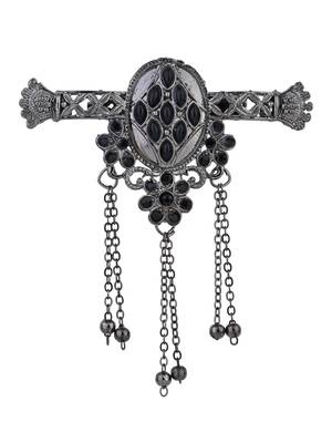 silver oxidized safa kalangi brooch for groom/men/dulha pagadi  2