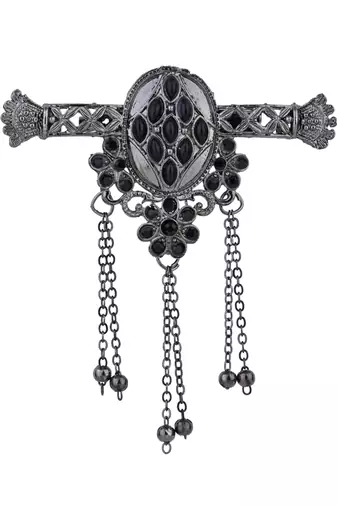 silver oxidized safa kalangi brooch for groom/men/dulha pagadi 