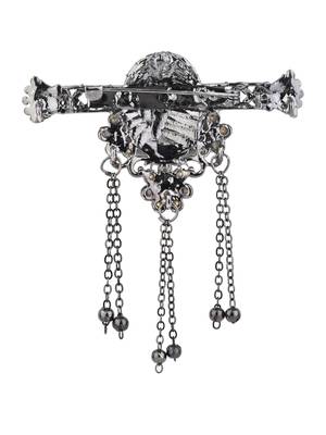 silver oxidized safa kalangi brooch for groom/men/dulha pagadi  3