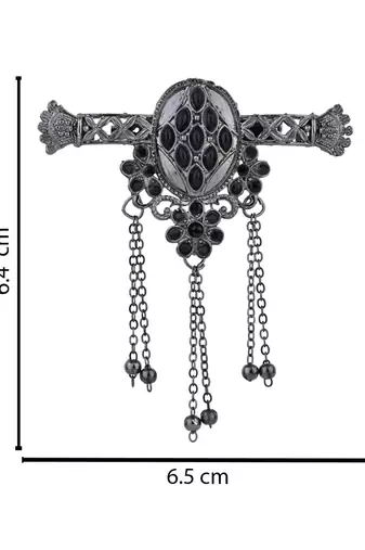 silver oxidized safa kalangi brooch for groom/men/dulha pagadi 