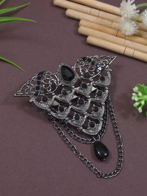 silver oxidized safa kalangi brooch for groom/men/dulha pagadi  1
