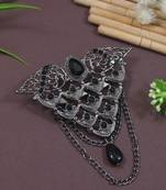 silver oxidized safa kalangi brooch for groom/men/dulha pagadi 