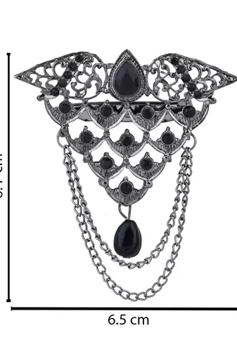 silver oxidized safa kalangi brooch for groom/men/dulha pagadi 