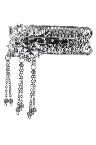 silver oxidized safa kalangi brooch for groom/men/dulha pagadi 