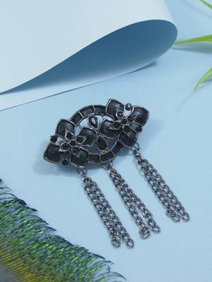 silver oxidized safa kalangi brooch for groom/men/dulha pagadi  1