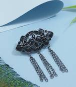 silver oxidized safa kalangi brooch for groom/men/dulha pagadi