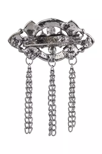 silver oxidized safa kalangi brooch for groom/men/dulha pagadi 