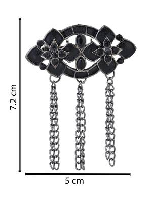 silver oxidized safa kalangi brooch for groom/men/dulha pagadi  4