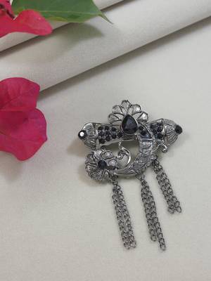 silver oxidized safa kalangi brooch for groom/men/dulha pagadi  1