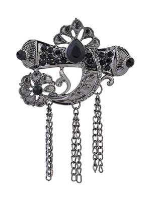 silver oxidized safa kalangi brooch for groom/men/dulha pagadi  2