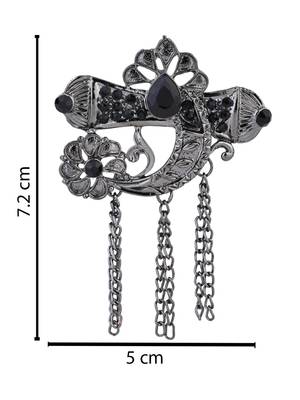 silver oxidized safa kalangi brooch for groom/men/dulha pagadi  4