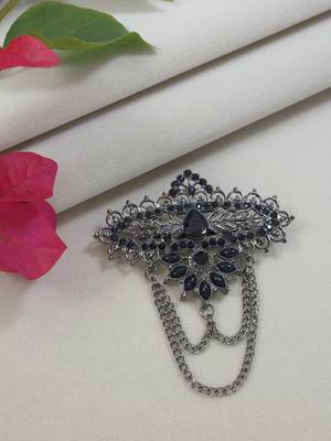silver oxidized safa kalangi brooch for groom/men/dulha pagadi  1