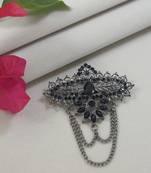silver oxidized safa kalangi brooch for groom/men/dulha pagadi