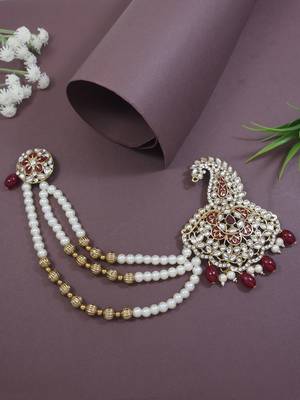 gold plated kundan safa kalangi brooch for groom/men/dulha pagadi  1