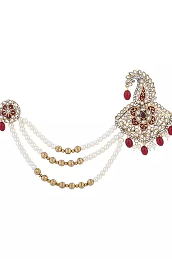 gold plated kundan safa kalangi brooch for groom/men/dulha pagadi 