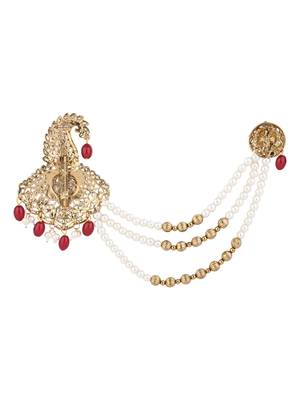 gold plated kundan safa kalangi brooch for groom/men/dulha pagadi  3