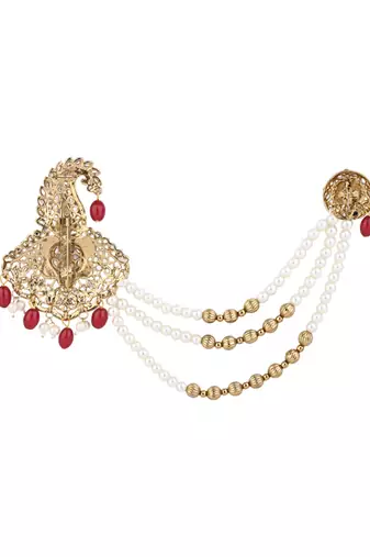 gold plated kundan safa kalangi brooch for groom/men/dulha pagadi 