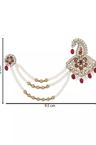 gold plated kundan safa kalangi brooch for groom/men/dulha pagadi 