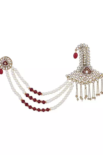 I jewels traditional kundan safa kalangi brooch for groom/men/dulha pagadi 
