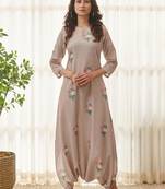 Mocha brown polka dot dhoti jumpsuit